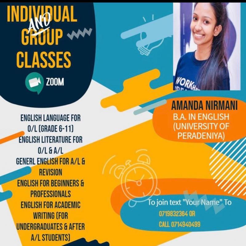 English Literature (O/L &A/L), General English (A/l) English language