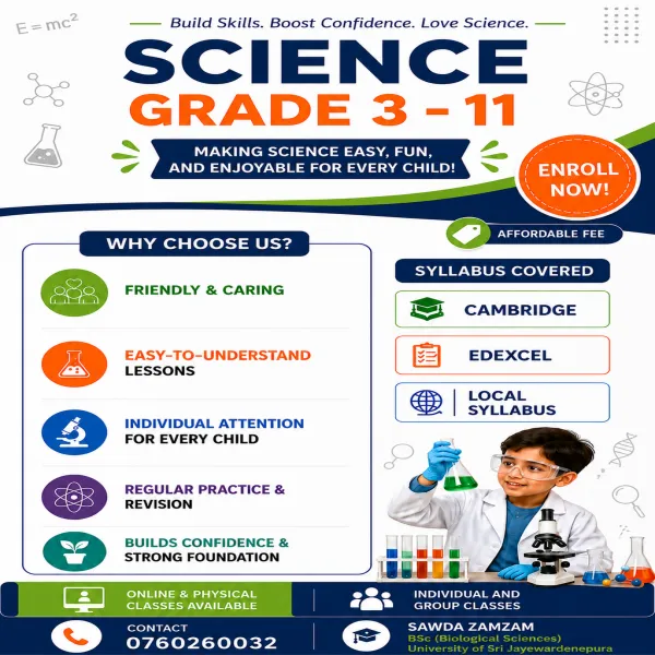 Science Tutor ( English & Sinhala Medium)