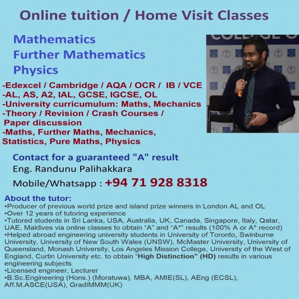Home Visit/ Online Tuition classes for Mathematics,  Further