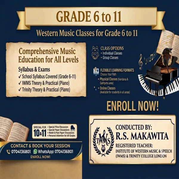 Western Music Classes for Grade 6 to 11