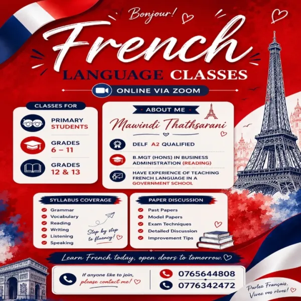 French Language Classes – Online via Zoom 