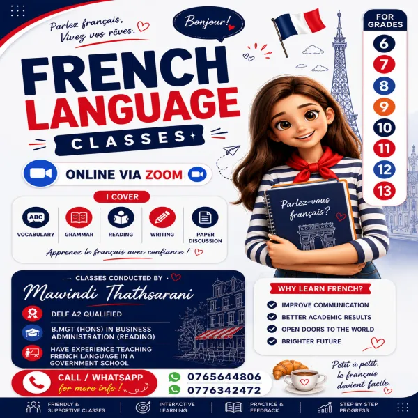 French Language Classes – Online via Zoom 