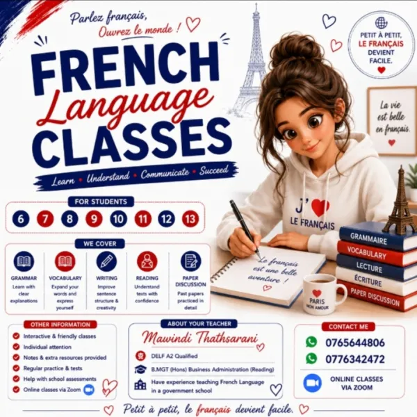 French Language Classes – Online via Zoom 