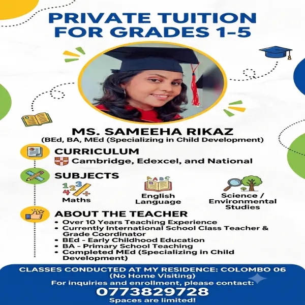 Tuition- Grades 1-5 National,  Cambridge and Edexcel