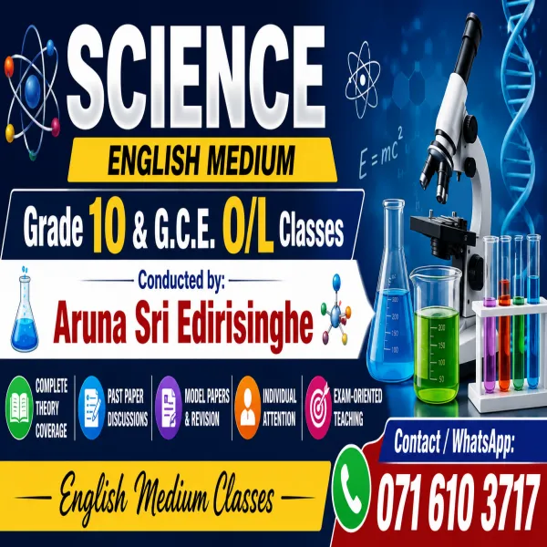 Science individual class English medium and Sinhala medium