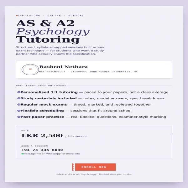 Edexcel IAL Psychology — Online Tuition