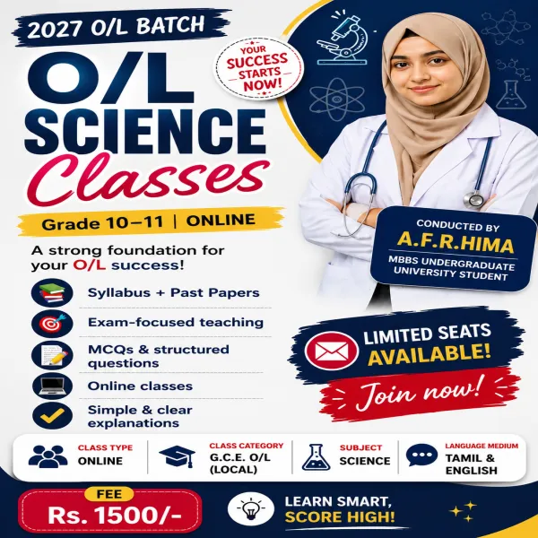 Grade 10-11 ONLINE SCIENCE CLASSES TAMIL / ENG MEDIUM