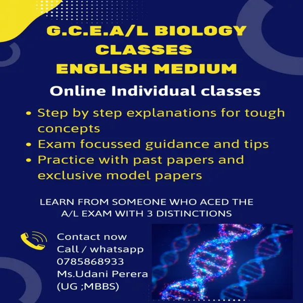 GCE A/L Biology Classes English medium