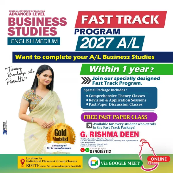 A/L Business Studies FAST TRACK Program English medium Onlin