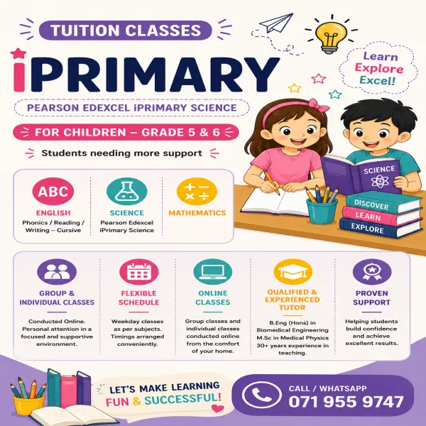 Pearson Edexcel iPrimary Science – Online Tuition Classes