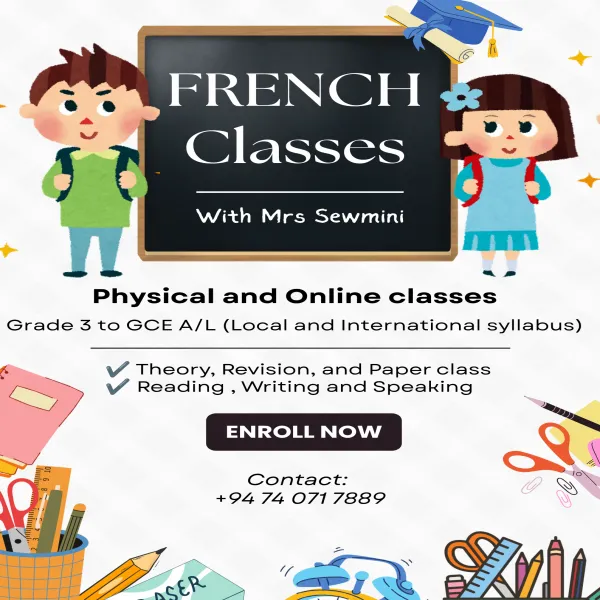 Join our French classes for Grade 3 to Grade GCE A/L