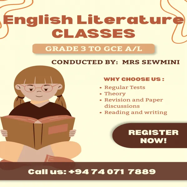 English Literature Classes from Grade 6 to GCE A/L