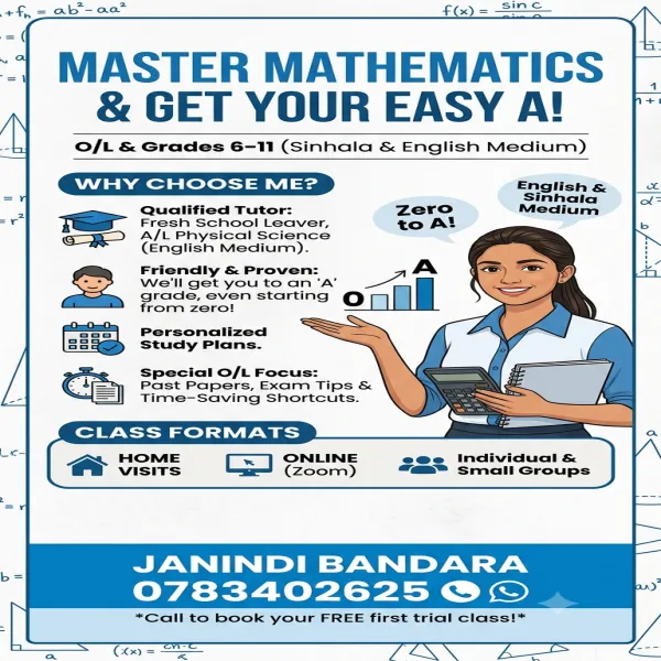 English and Sinhala Medium Mathematics class in Ratnapura