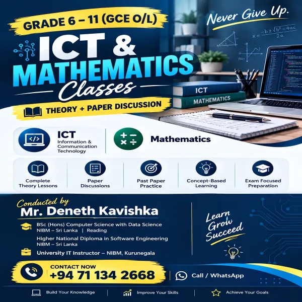 Grade 6-11 (G.C.E. O/L) ICT / Mathematics