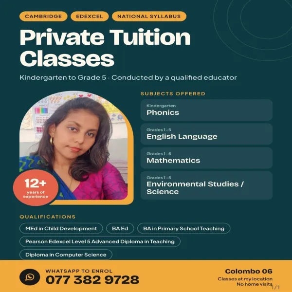 Private Tuition- Kindergarten to Grade 5