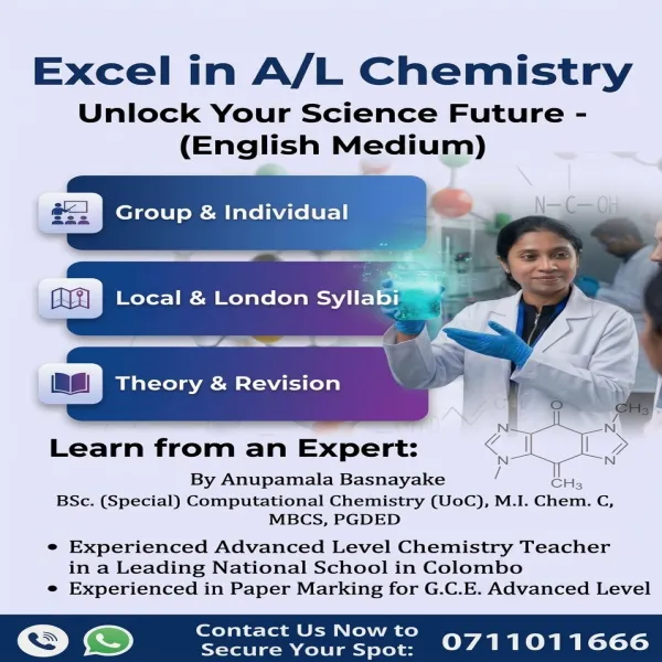 English Medium Chemistry Classes for G. C. E. Advanced Level