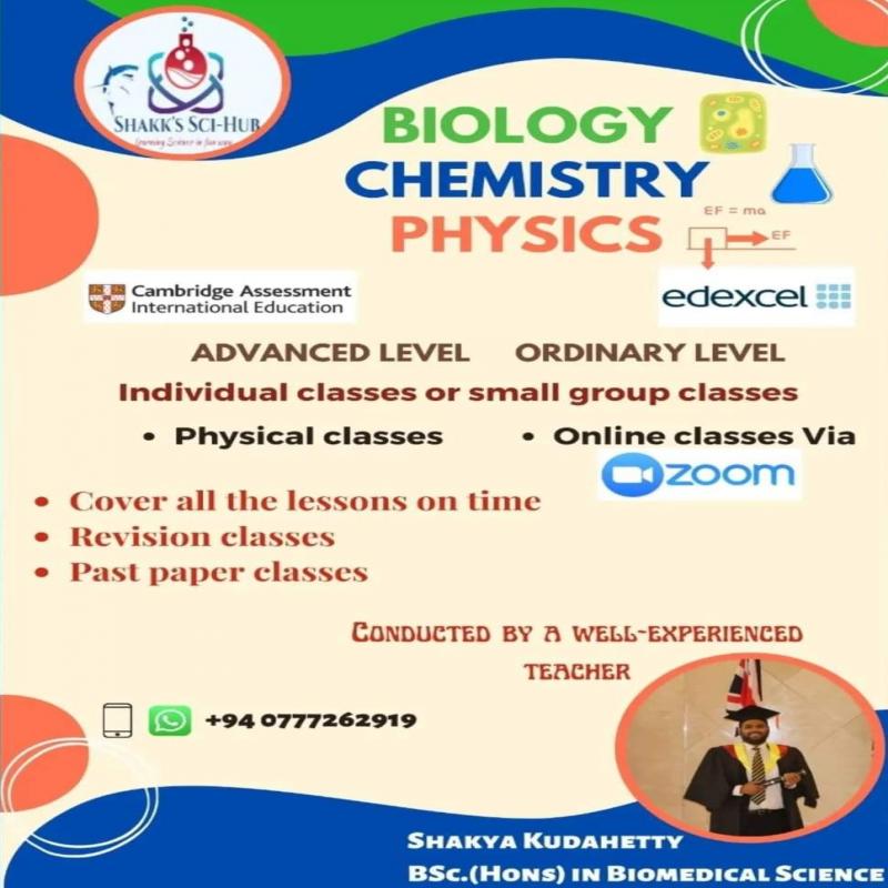 Biology, Chemistry and Physics tuition classes