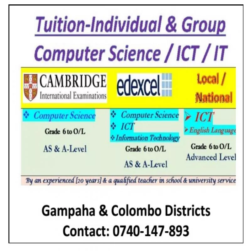 Cambridge / Edexcel / Local ICT / Computer Science Tuition