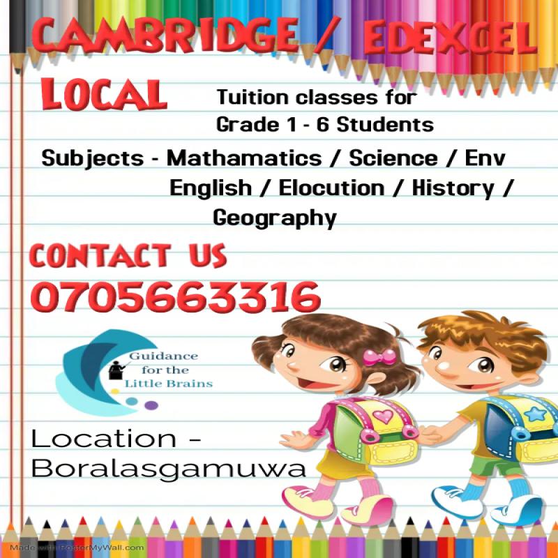 Cambridge & Edexcel Tuition available for students in grades 1-8