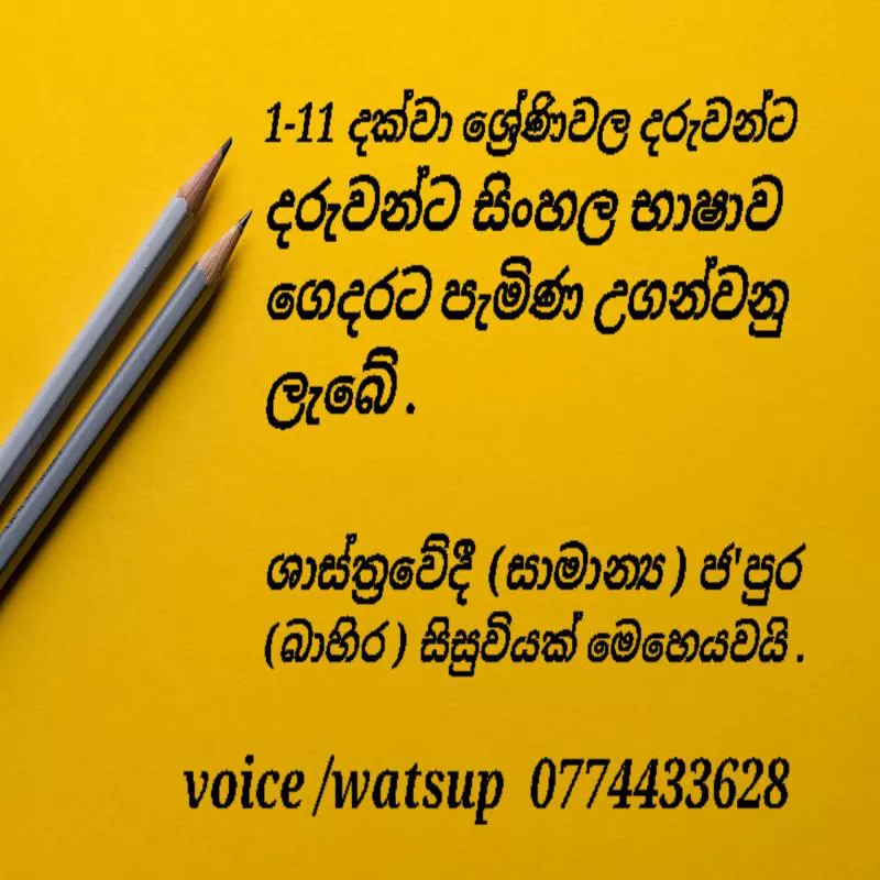 1-11 ශ්‍රේණිවල දරුවන්ට සිංහල භාෂාව