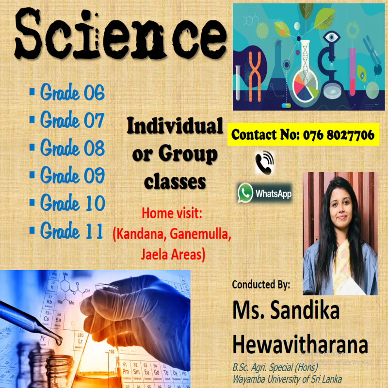 Science Classes for Grade 6 to 11 & A/L