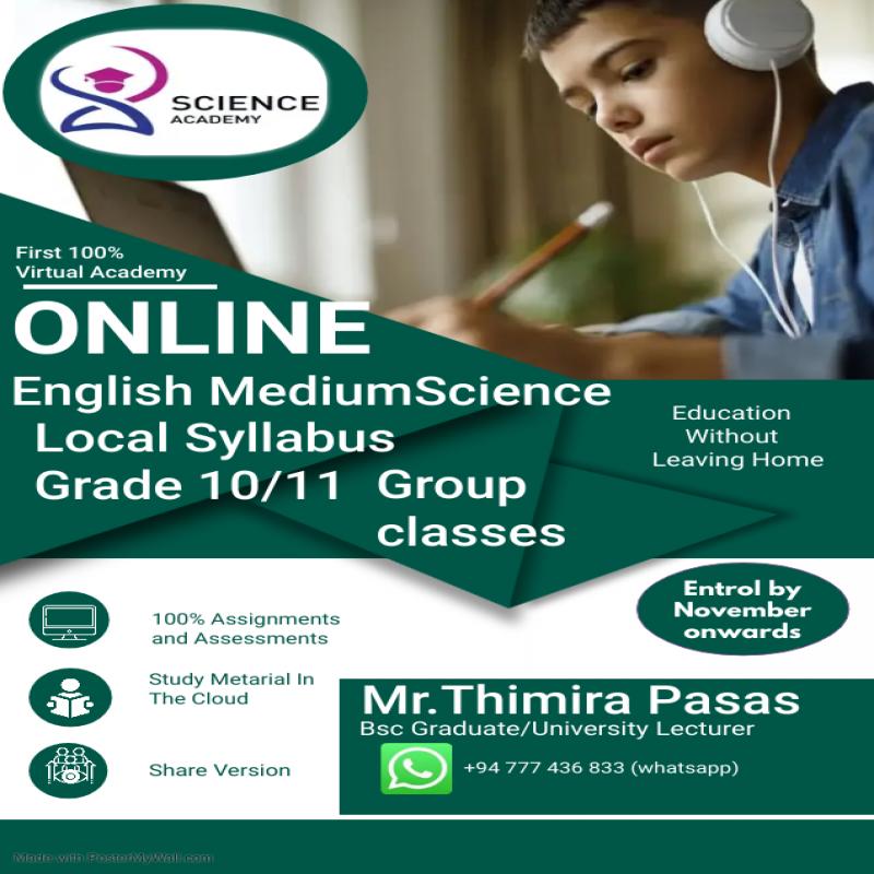 ONLINE-Science Classes For Grade 10 And 11-Local Syllabus (English Med