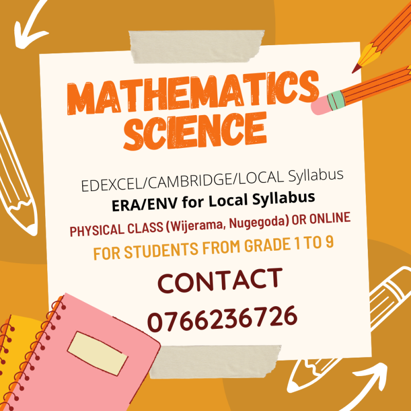 Mathematics, Science, ERA/ENV classes from Grade 3-9