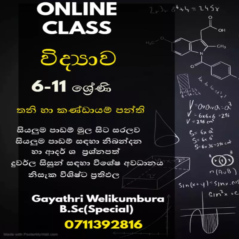 විද්‍යාව (සිංහල මාධ්‍ය)  6-11 ශ්‍රේණි - online class