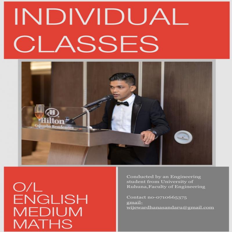 O/L english medium maths classes