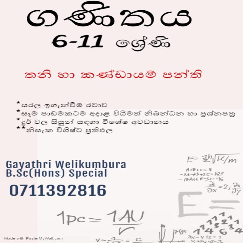 ගණිතය (6-11 ශ්‍රේණි)සිංහල මාධ්‍ය -Theory/Revision/Paper