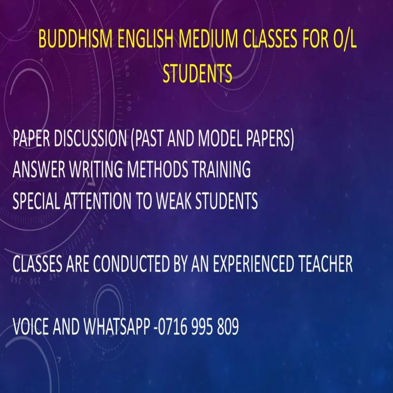 Buddhism English medium classes