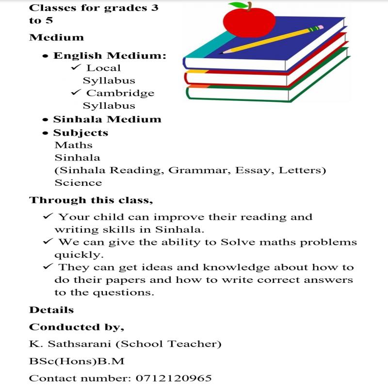 Classes for grades 3 to 5
