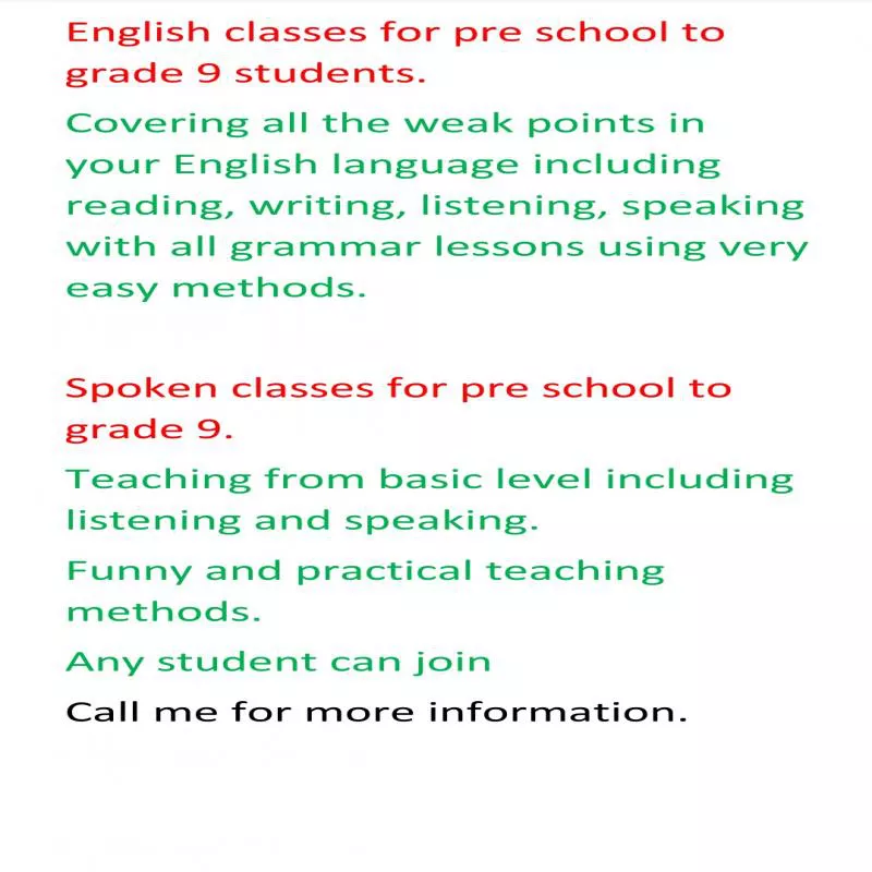 English spoken & syllabus classes for students