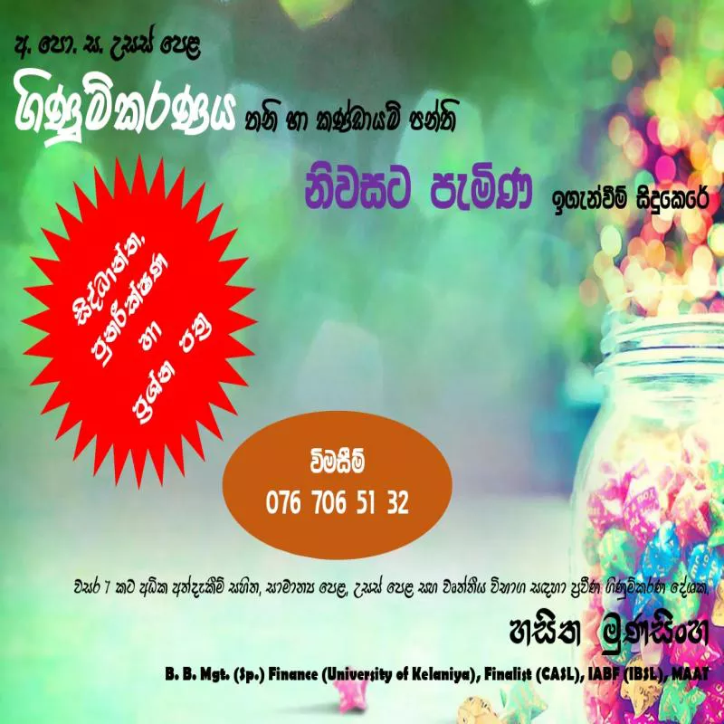 ගිණුම්කරණය තනි හා කණ්ඩායම් පන්ති