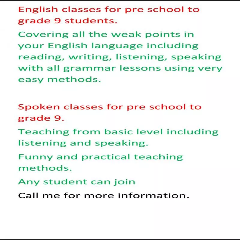 English spoken & syllabus classes for students
