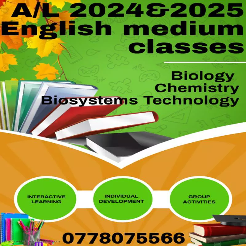 A/L English medium Biology and Chemistry