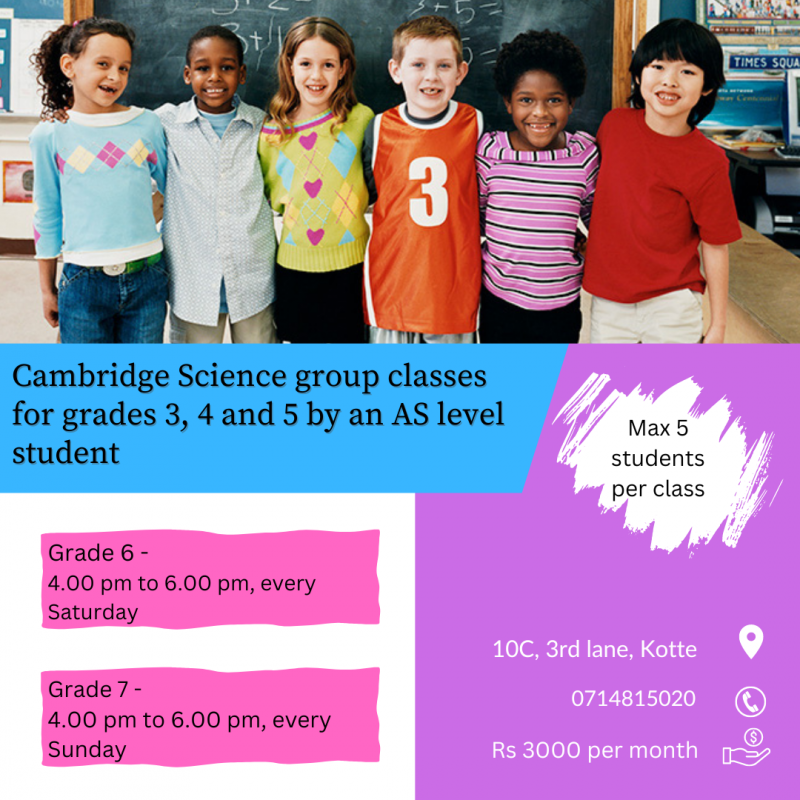 Cambridge Science Group Class For Grades 6 And 7