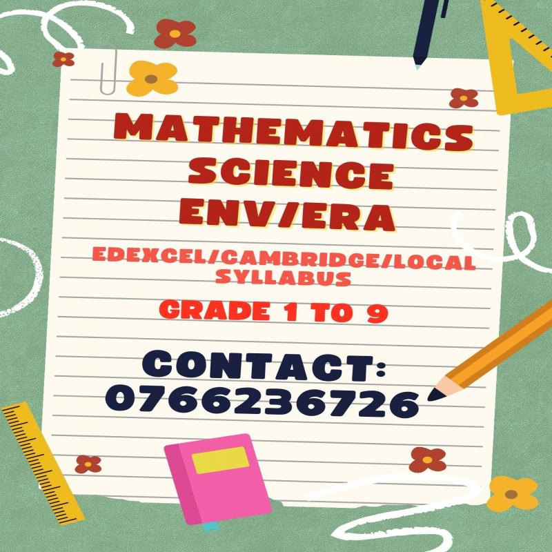Mathematics, Science, ENV/ERA Classes For Students From Grade 1 To 9