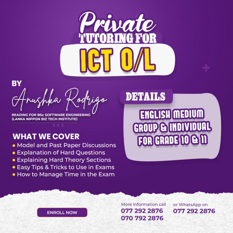 Private tutoring for ICT O/L