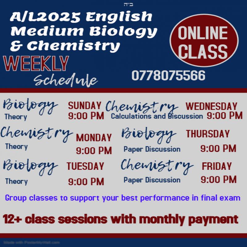 Online Bio/Chemistry EM 2025group/personal classes