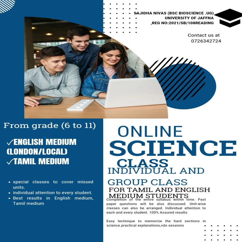 O/l science revision, theory and paper classes for Tamil and English m