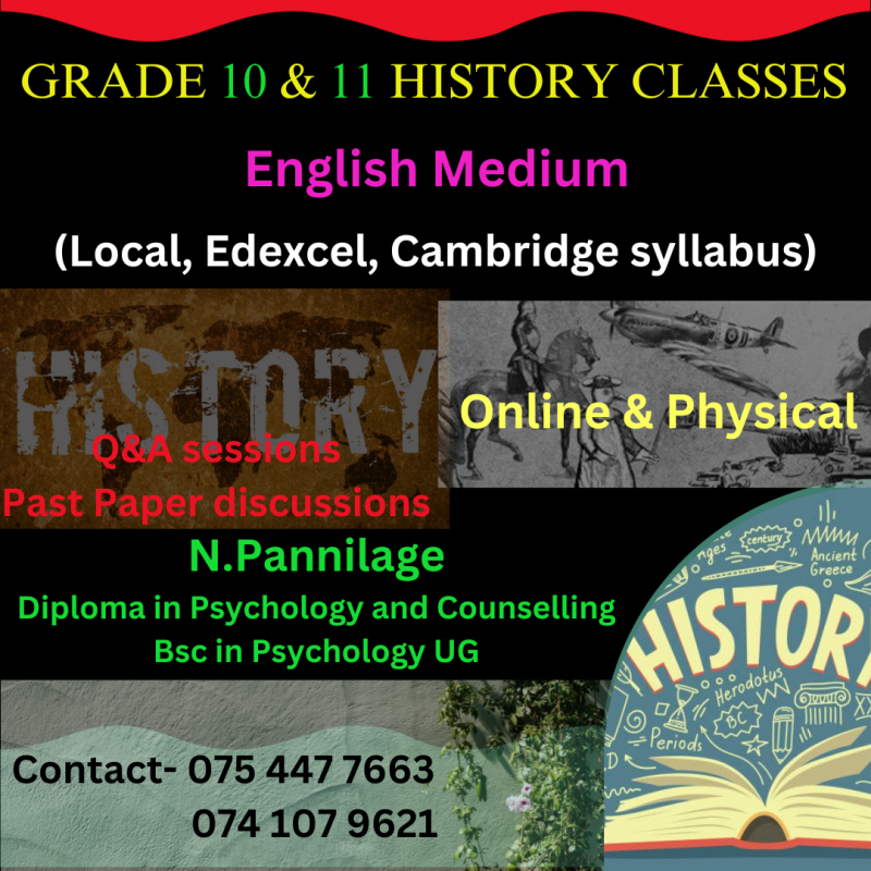 History Classes- Local, Cambridge, Edexcel Syllabus