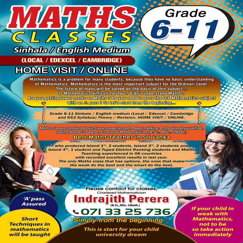 MATHS  FOR  GRADE  6 – 11  (SINHALA / ENGLISH)  MEDIUM