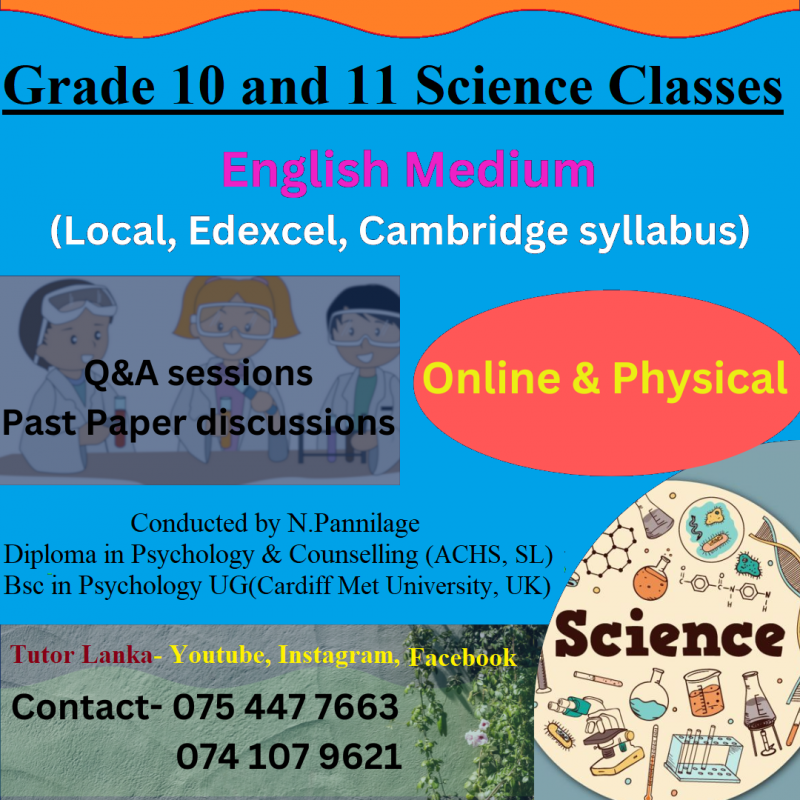 Science Classes- Grade 10 and 11