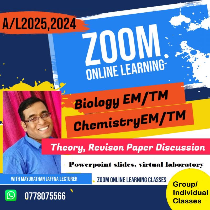 A/L 2024,2025 Bio/Chemsitry EM TM classes