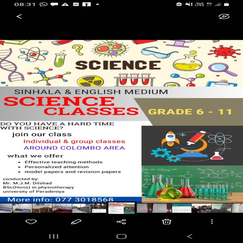 G.C.E.O/L SCIENCE CLASSES FOR ENGLISH AND SINHALA MEDIUM