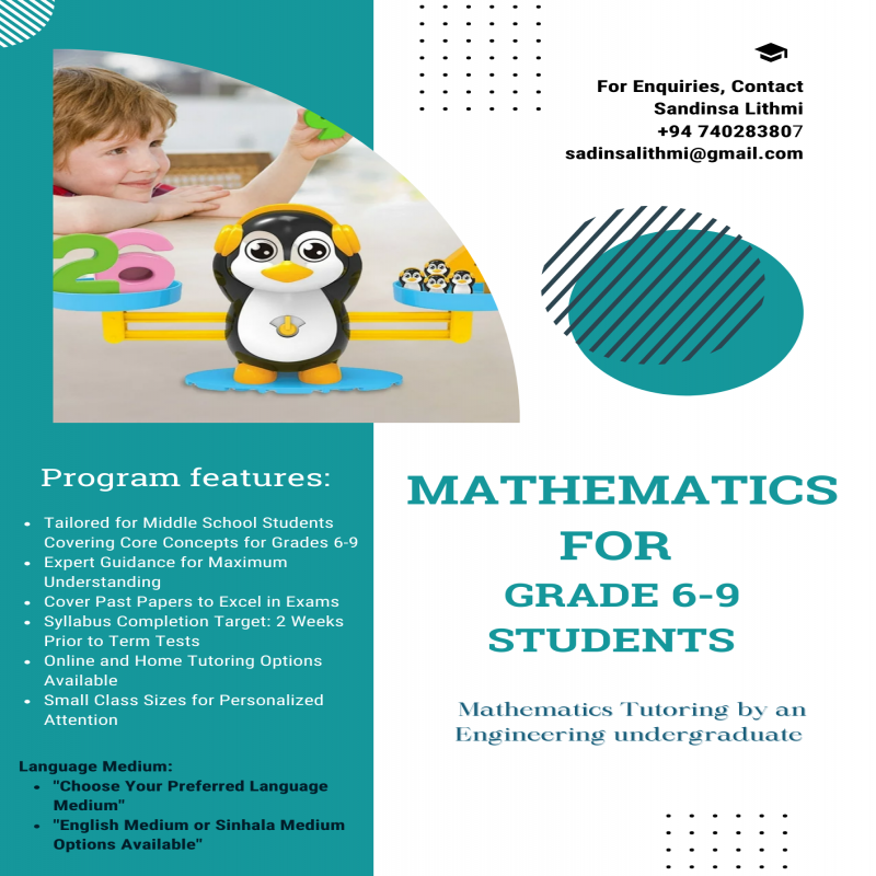 Mathematics classes for middle school students