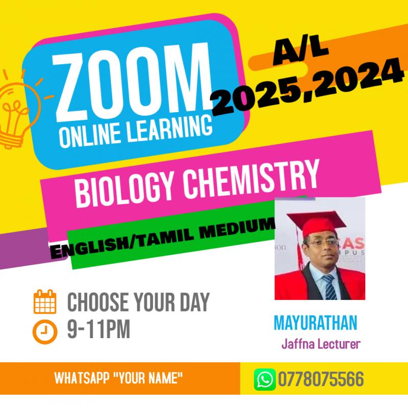 2025 A/L EM/TM Biology/Chemistry Zoom classes-individual/group