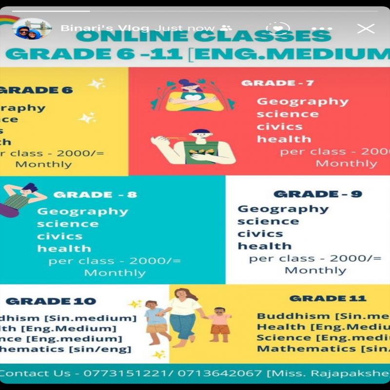 English medium Classes Gr6-11