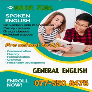 Online English Spoken and syllabus classes for students islandwide.